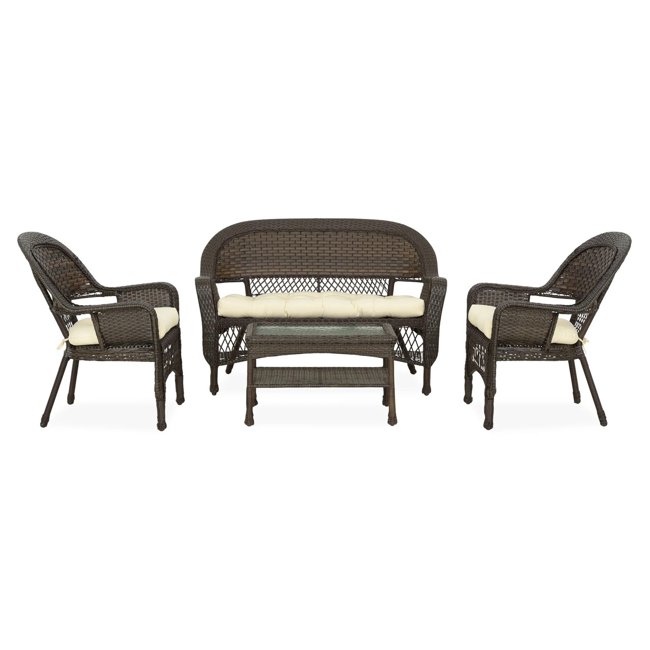 Set mobilier gradina/terasa, Barbara, 4 piese, otel, maro/bej - imagine 7